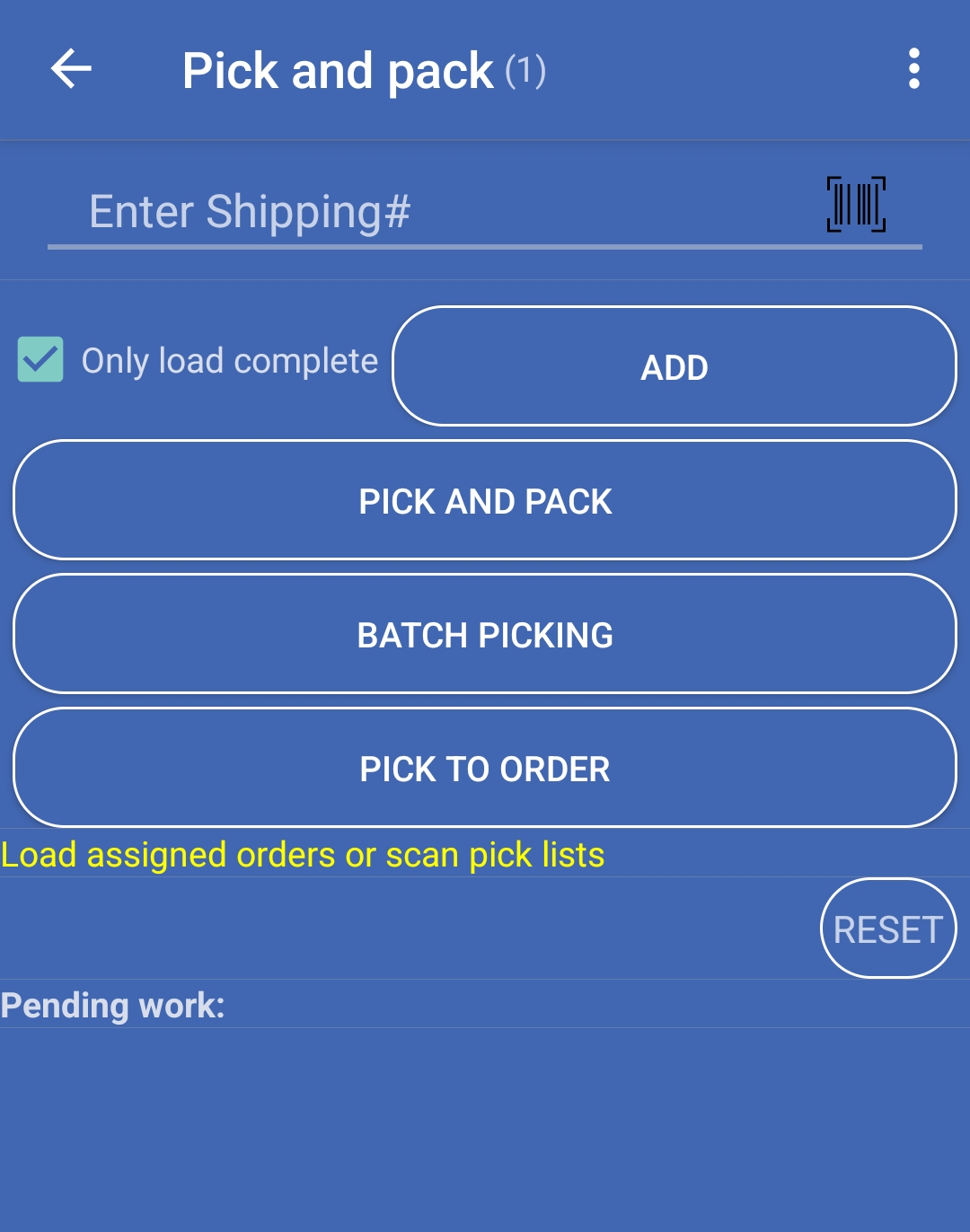 Picking Screen